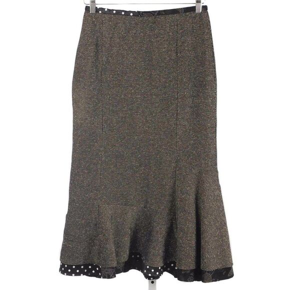 INSIGHT Black & Multicolor Tweed Trumpet Hem Midi Skirt Women's Size 4 - Picture 1 of 4